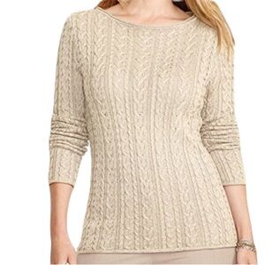 Ralph Lauren Beige Cable Knit Sweater Size Medium